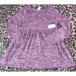Time & Tru Maternity Blouse Women Small Burgundy Long Sleeve Peplum Knit Top NWT